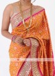 Orange And Rani Silk Saree